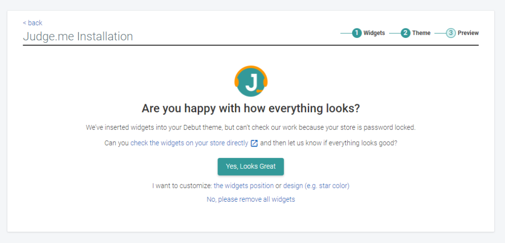 Shopify app installation successful