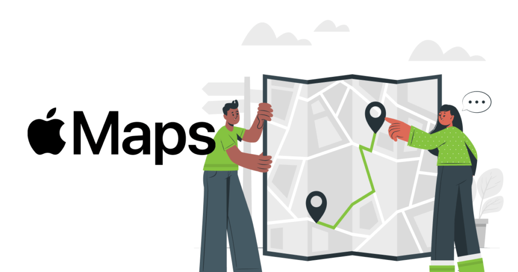 Best local SEO services 6 An illustration that shows two people using Apple map